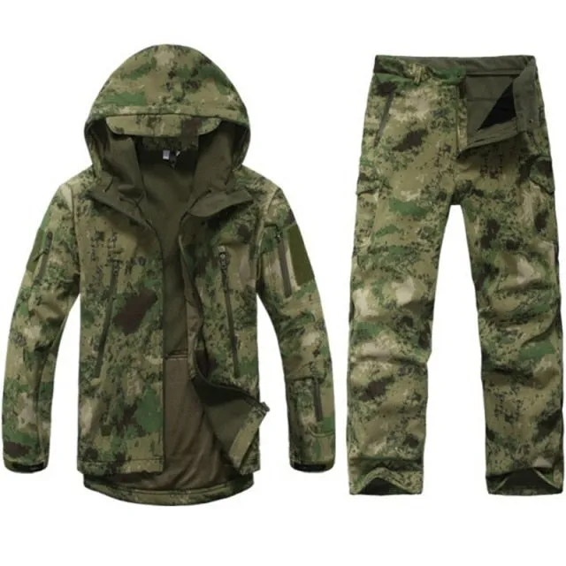 Men Camouflage Jacket Sets Outdoor Shark Skin Soft Shell Windbreaker Waterproof Hunting Clothes Set Military Tactical Clothing