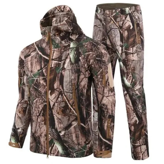 Men Camouflage Jacket Sets Outdoor Shark Skin Soft Shell Windbreaker Waterproof Hunting Clothes Set Military Tactical Clothing