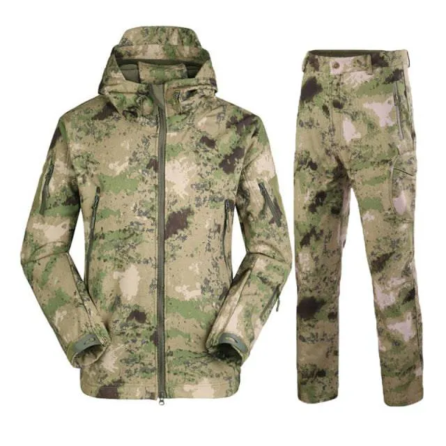 Men Camouflage Jacket Sets Outdoor Shark Skin Soft Shell Windbreaker Waterproof Hunting Clothes Set Military Tactical Clothing