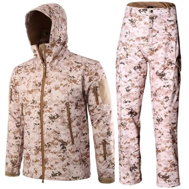 Men Camouflage Jacket Sets Outdoor Shark Skin Soft Shell Windbreaker Waterproof Hunting Clothes Set Military Tactical Clothing