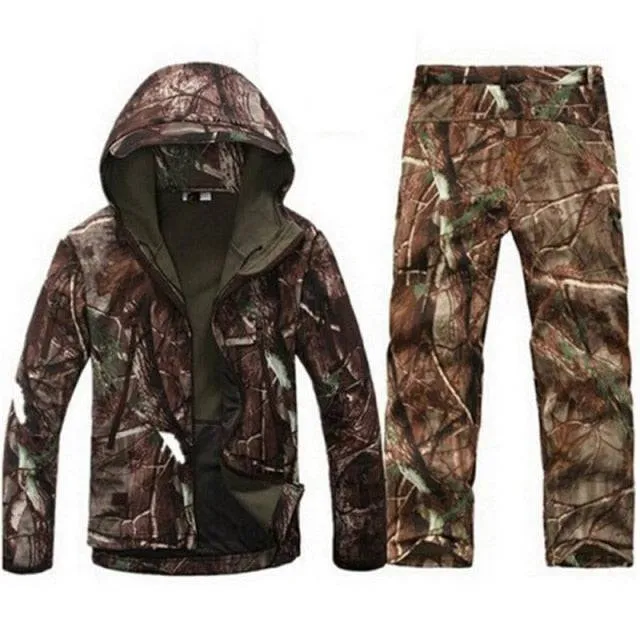 Men Camouflage Jacket Sets Outdoor Shark Skin Soft Shell Windbreaker Waterproof Hunting Clothes Set Military Tactical Clothing