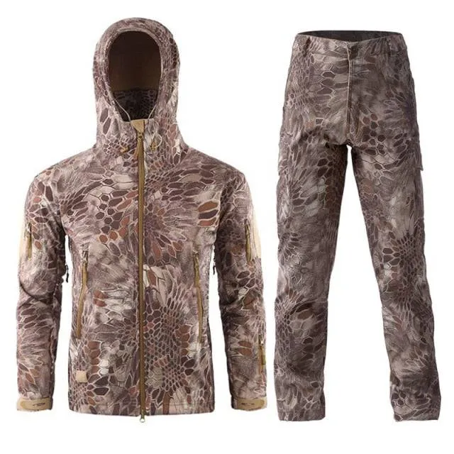 Men Camouflage Jacket Sets Outdoor Shark Skin Soft Shell Windbreaker Waterproof Hunting Clothes Set Military Tactical Clothing