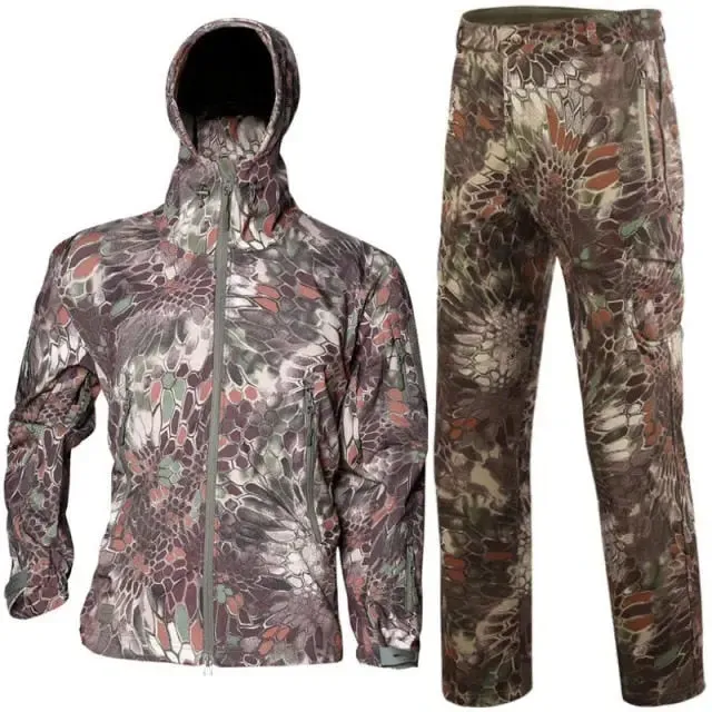 Men Camouflage Jacket Sets Outdoor Shark Skin Soft Shell Windbreaker Waterproof Hunting Clothes Set Military Tactical Clothing