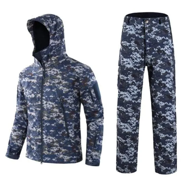 Men Camouflage Jacket Sets Outdoor Shark Skin Soft Shell Windbreaker Waterproof Hunting Clothes Set Military Tactical Clothing