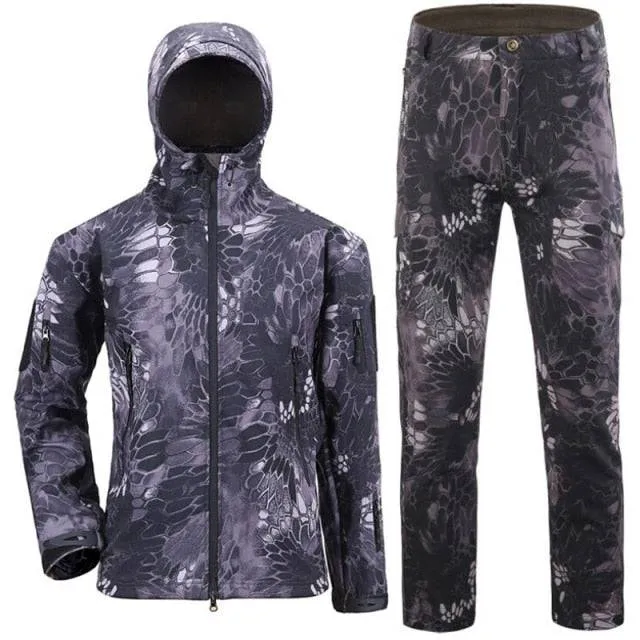 Men Camouflage Jacket Sets Outdoor Shark Skin Soft Shell Windbreaker Waterproof Hunting Clothes Set Military Tactical Clothing