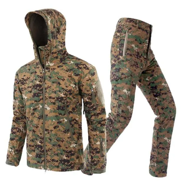 Men Camouflage Jacket Sets Outdoor Shark Skin Soft Shell Windbreaker Waterproof Hunting Clothes Set Military Tactical Clothing