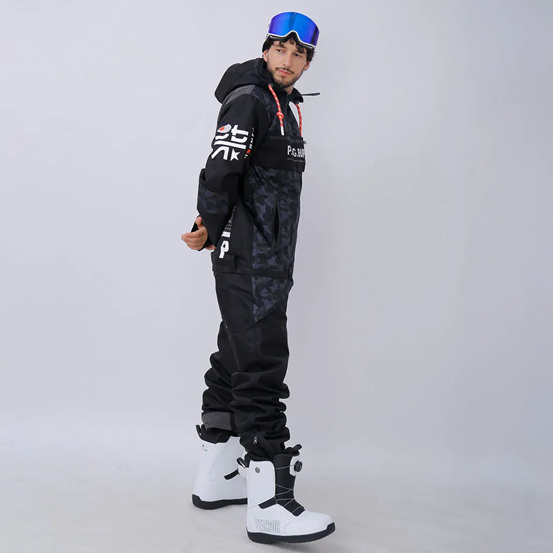 Men's P-40 Fighter & Shark Conjoined One Piece Snowboard Suits