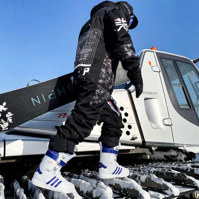Men's P-40 Fighter & Shark Conjoined One Piece Snowboard Suits