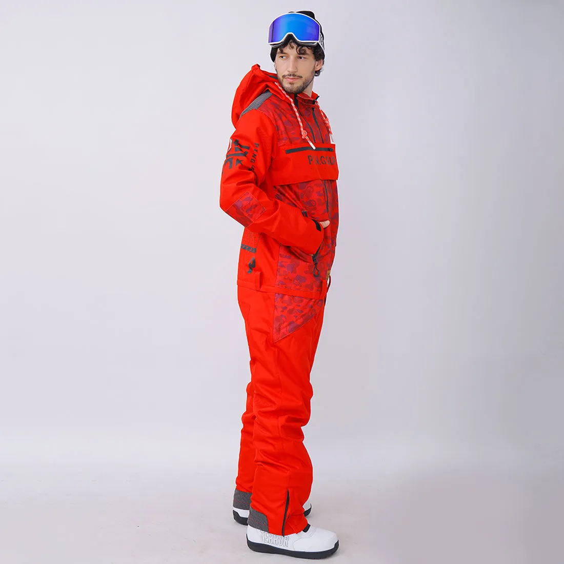 Men's P-40 Fighter & Shark Conjoined One Piece Snowboard Suits