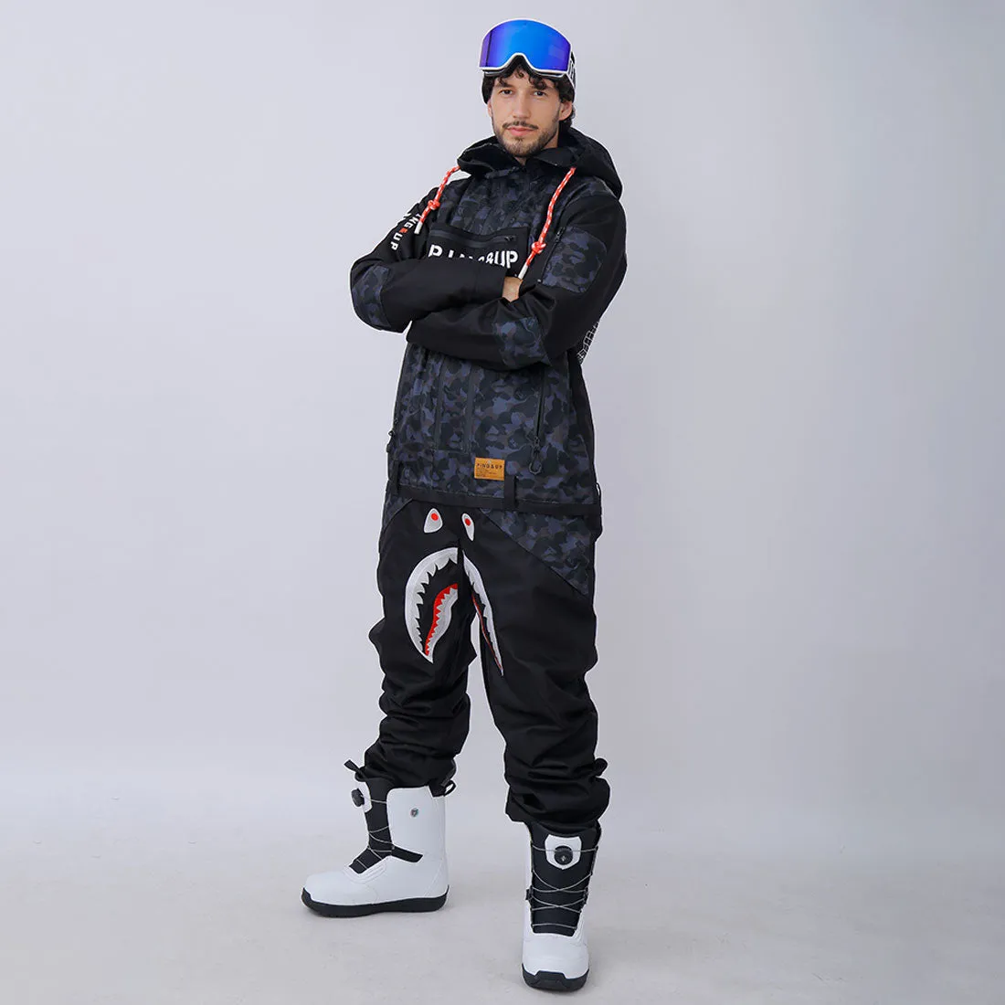 Men's P-40 Fighter & Shark Conjoined One Piece Snowboard Suits