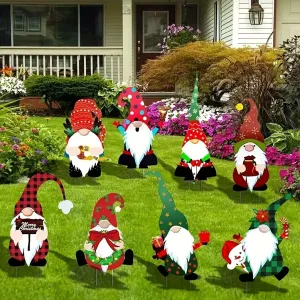 Merry Christmas Garden Stake Set Santa Claus Yard Decorations
