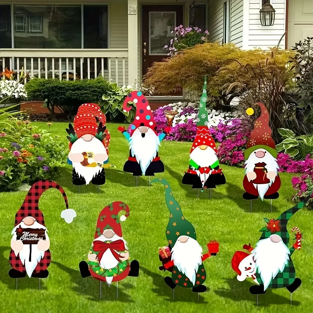 Merry Christmas Garden Stake Set Santa Claus Yard Decorations