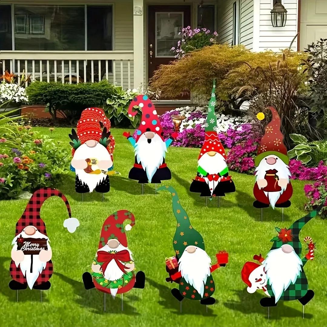 Merry Christmas Garden Stake Set Santa Claus Yard Decorations