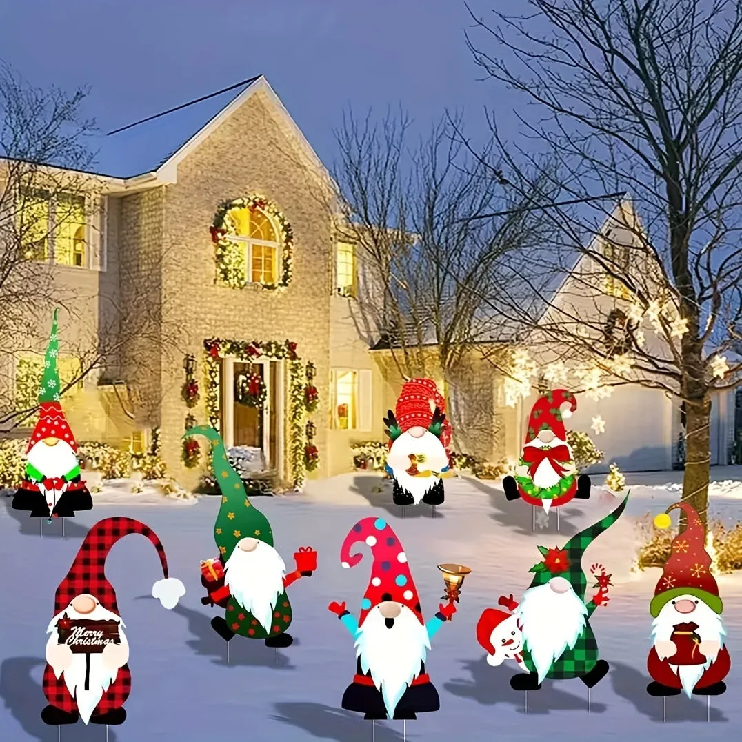 Merry Christmas Garden Stake Set Santa Claus Yard Decorations