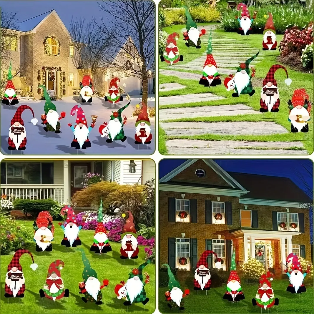 Merry Christmas Garden Stake Set Santa Claus Yard Decorations