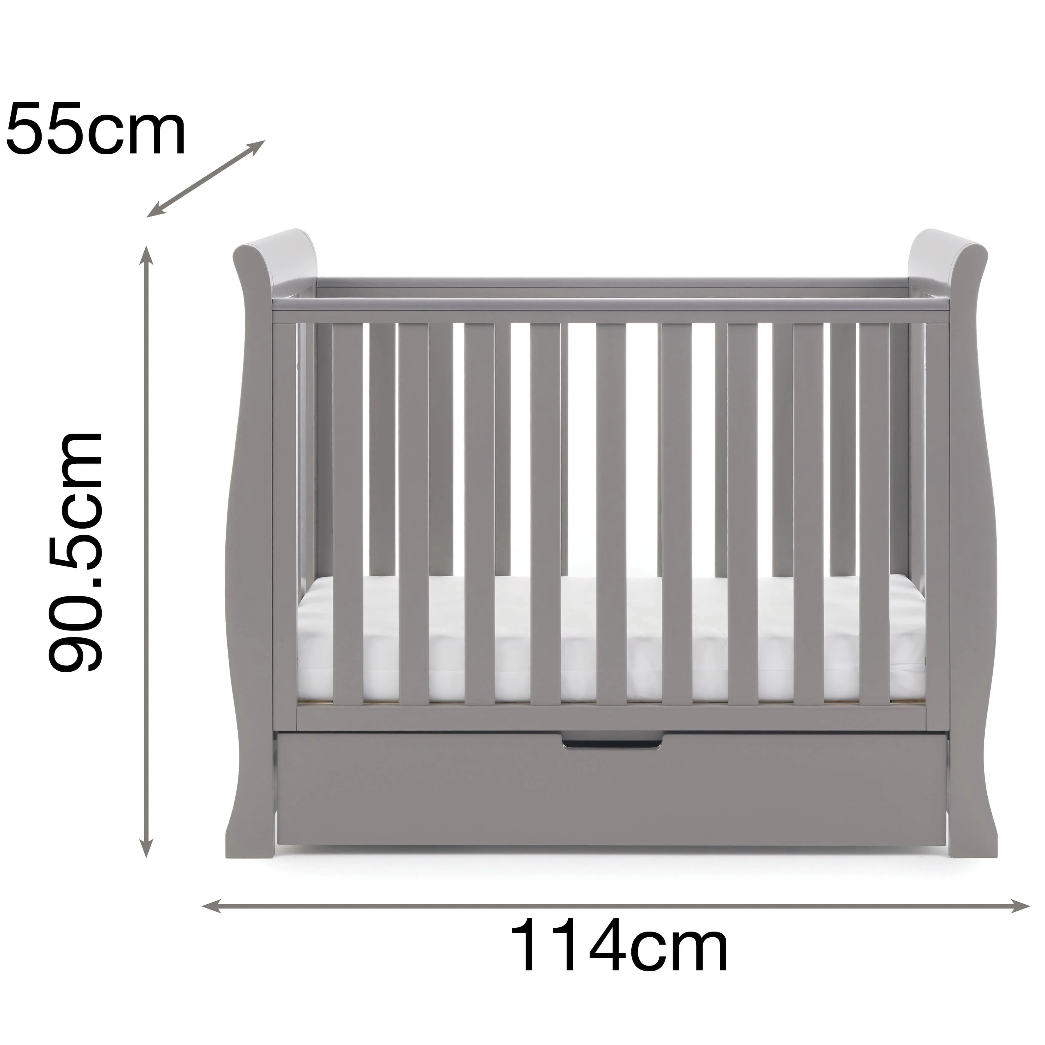 Obaby Stamford Stamford Space Saver Sleigh & Sprung Mattress - Direct Delivery