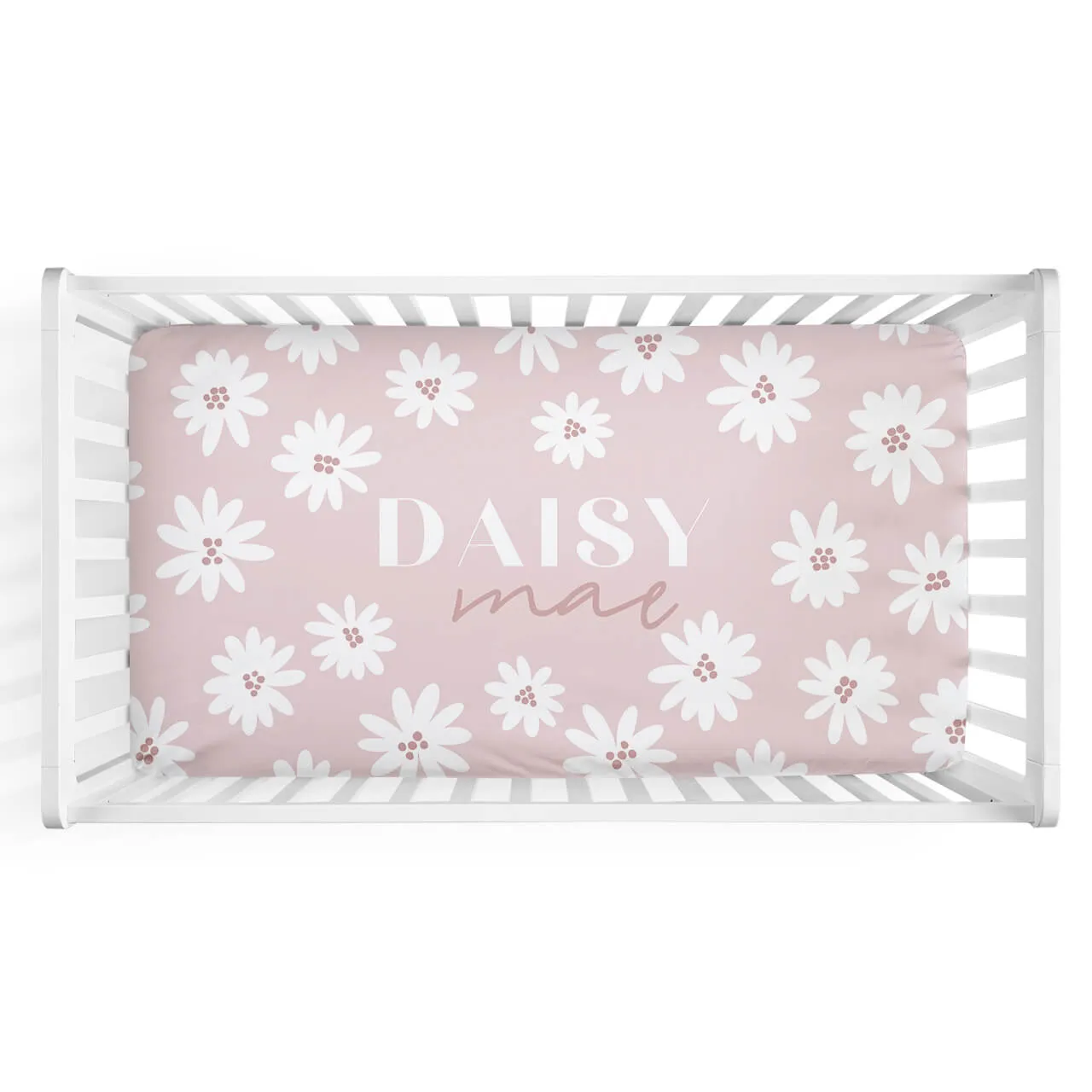 Pink Daisy Personalized Crib Sheet