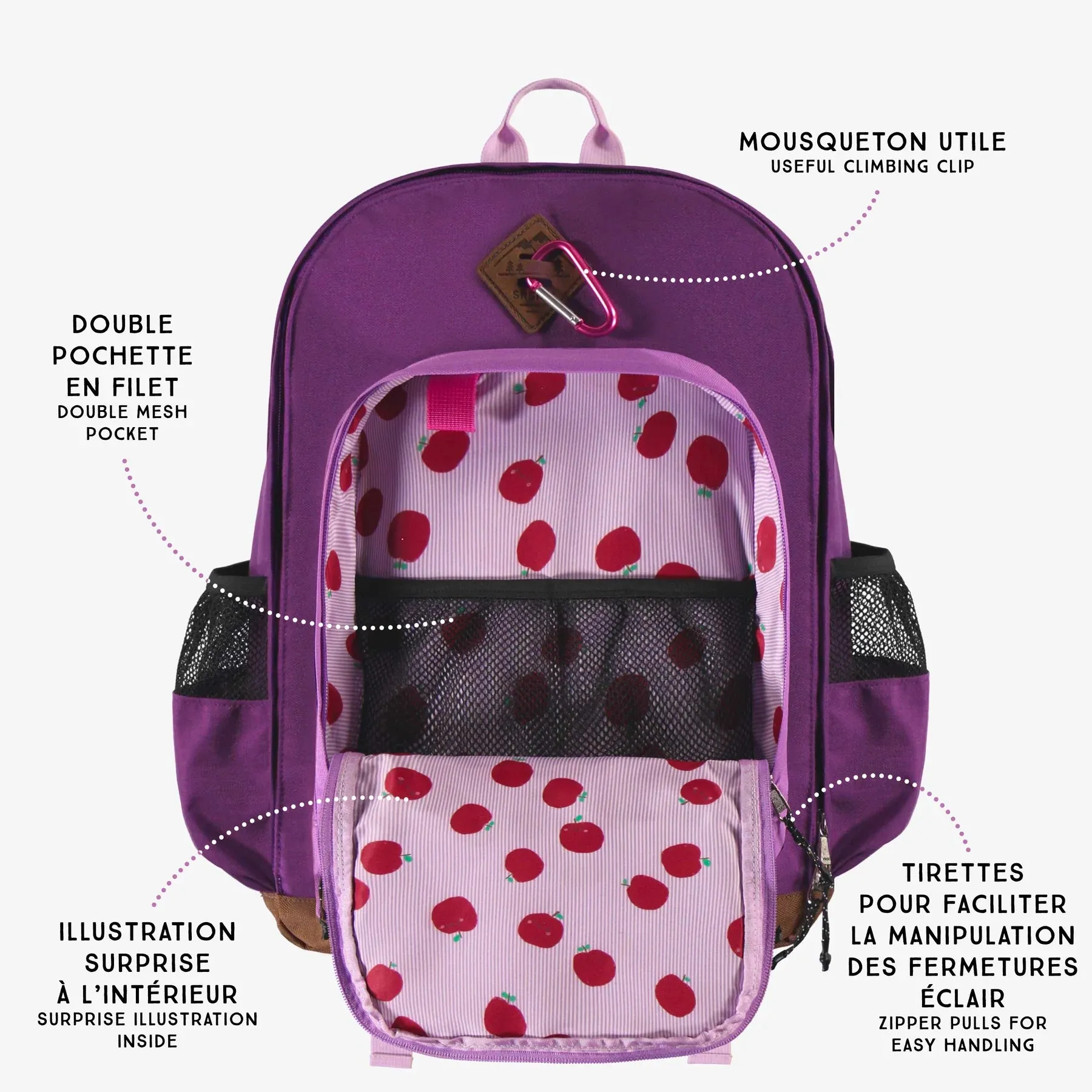 PURPLE COLOR-BLOCK SCHOOL BAG -16L, CHILD