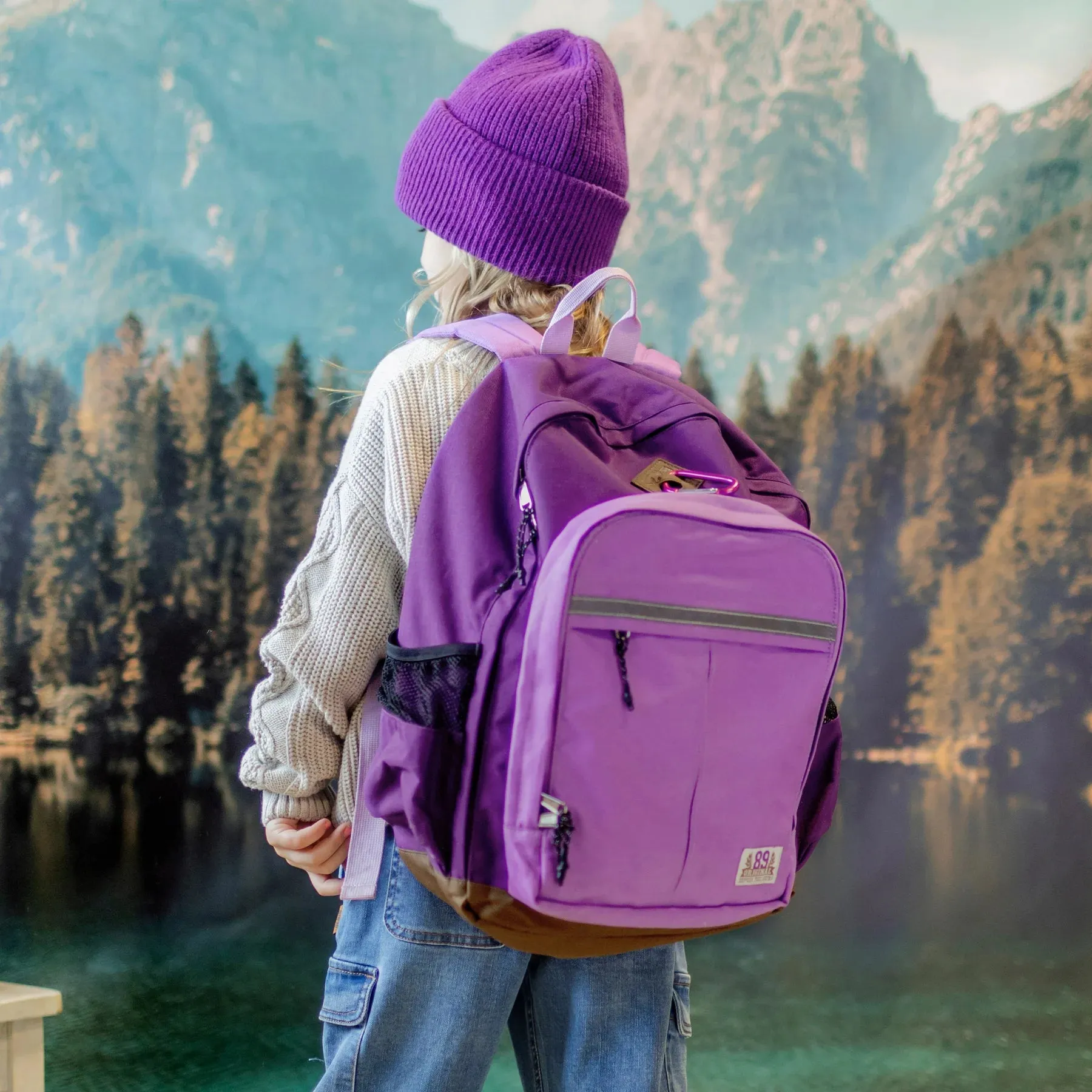 PURPLE COLOR-BLOCK SCHOOL BAG -16L, CHILD
