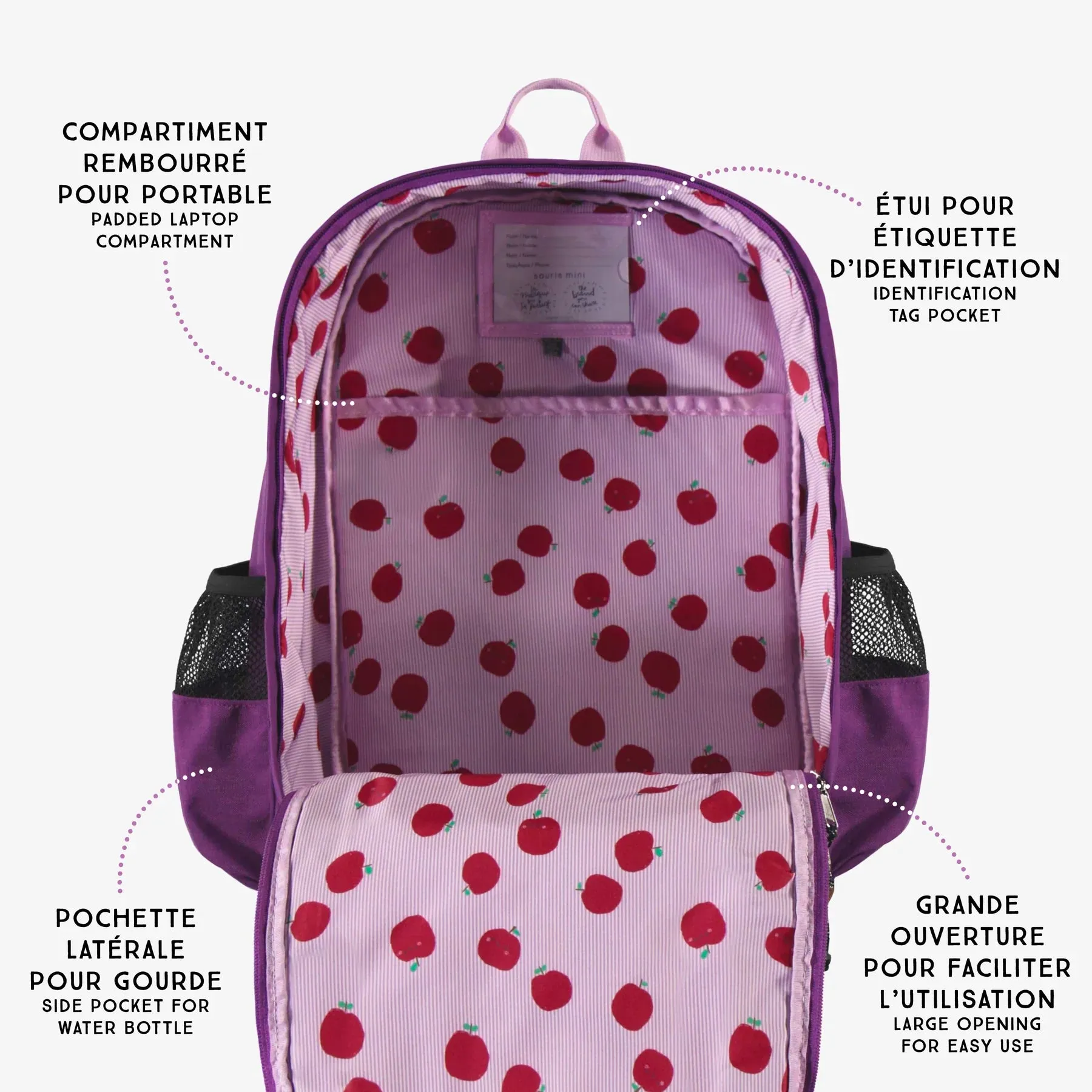 PURPLE COLOR-BLOCK SCHOOL BAG -16L, CHILD