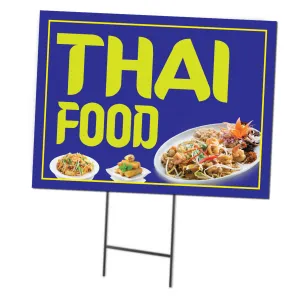 Thai Food | Double Sided Sign with Metal Ground Stakes; 24"w x 18"h