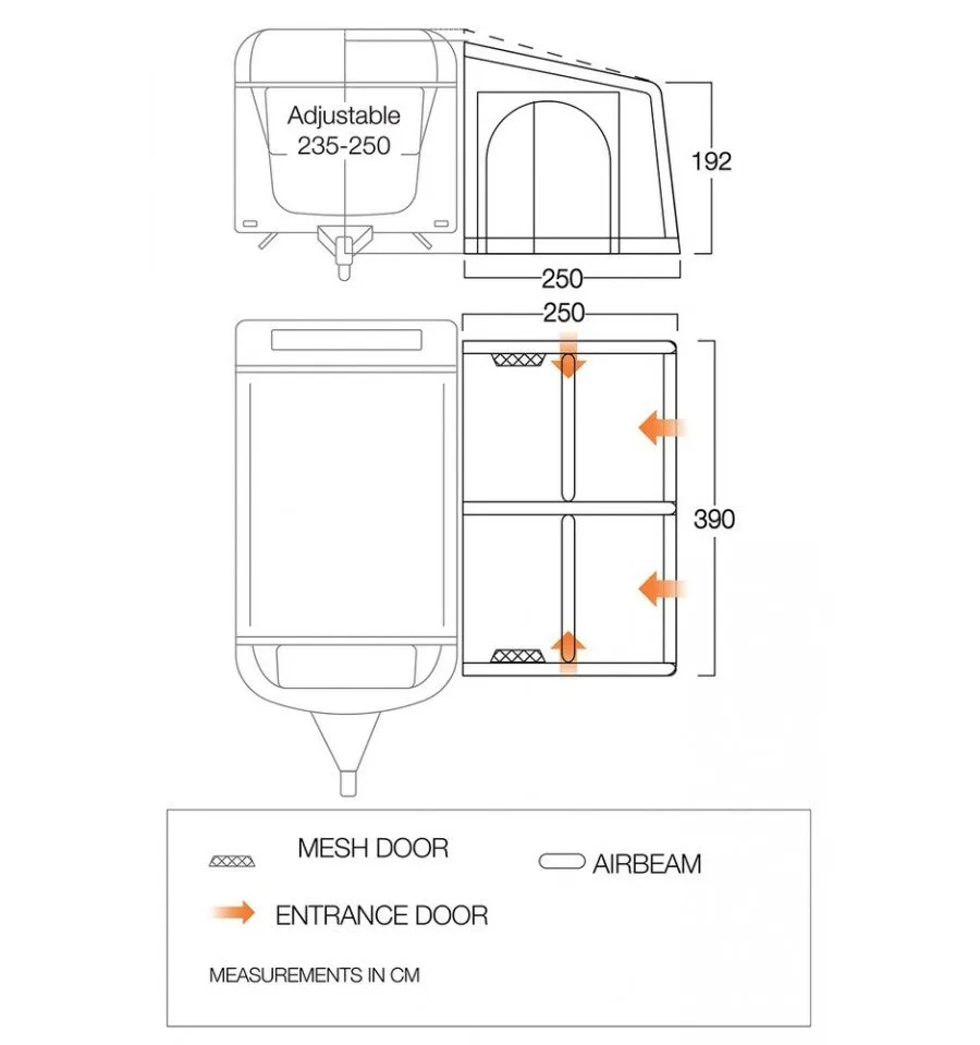 Vango Balletto Air 390 Inflatable Caravan Porch Awning
