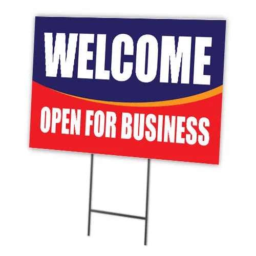 Welcome Open for Business Curbside Sign, 24"w x 18"h, Full Color Double Sided