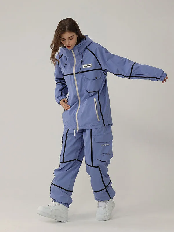 Women's Air Pose Mountain Breaker Stripe Cargo Snow Jacket & Pants