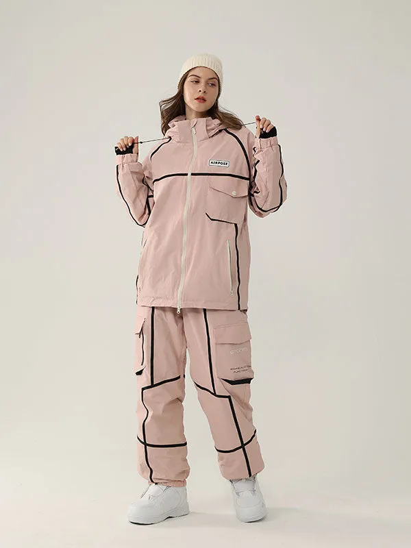 Women's Air Pose Mountain Breaker Stripe Cargo Snow Jacket & Pants