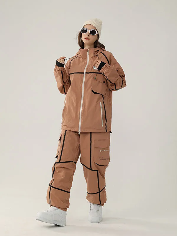 Women's Air Pose Mountain Breaker Stripe Cargo Snow Jacket & Pants