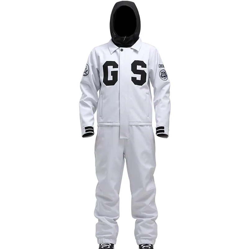 Women's White Winter Young Fashion 15K Waterproof One Piece Snowboard Suits