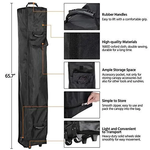 YAHEETECH 10x10 Pop up Canopy Tent - Heavy Duty Waterproof Adjustable Commercial Instant Canopy, Camping Canopy with Wheeled Bag, Canopy Sandbags x4, Tent Stakesx4 - Black