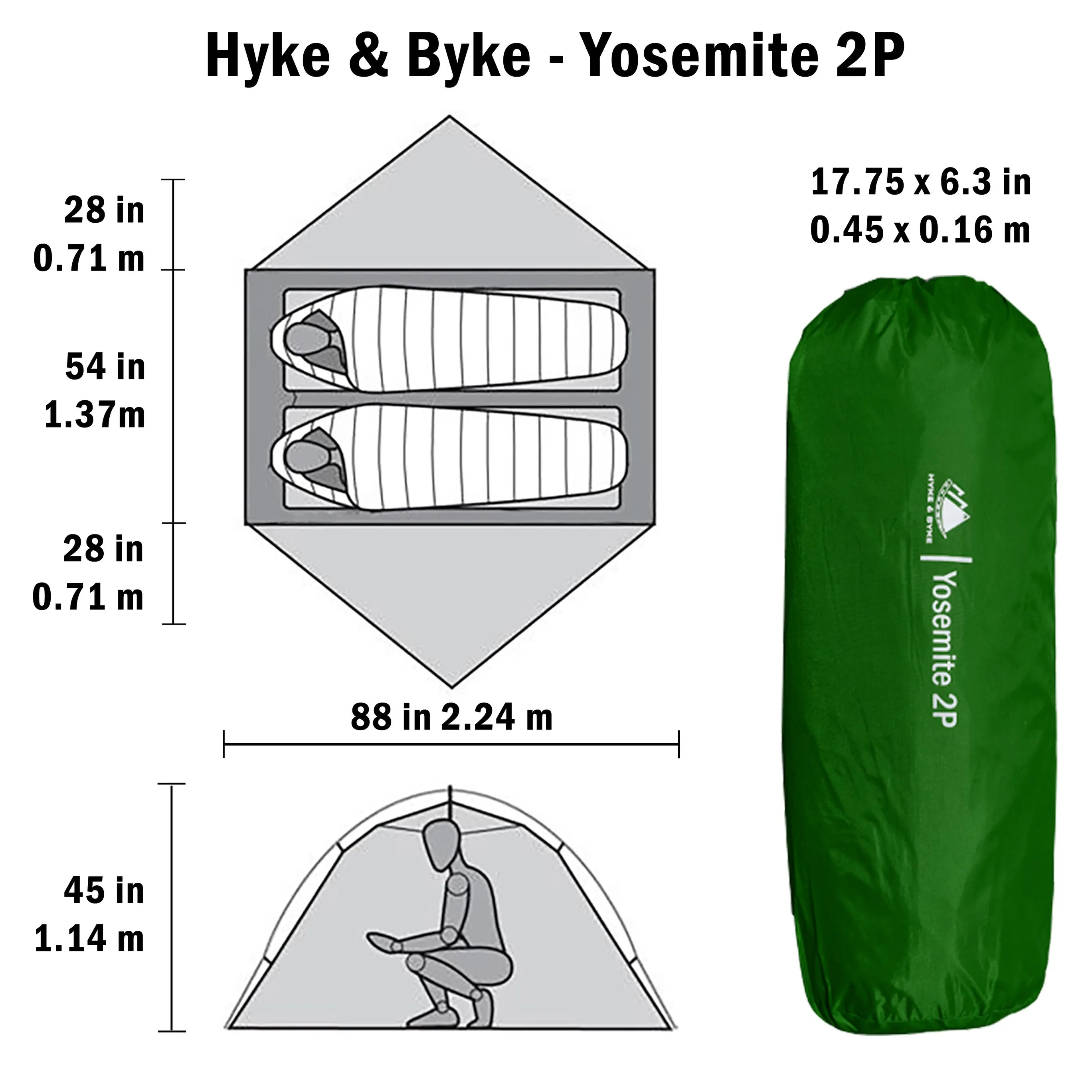 Yosemite 2 Person Backpacking Tent with Footprint