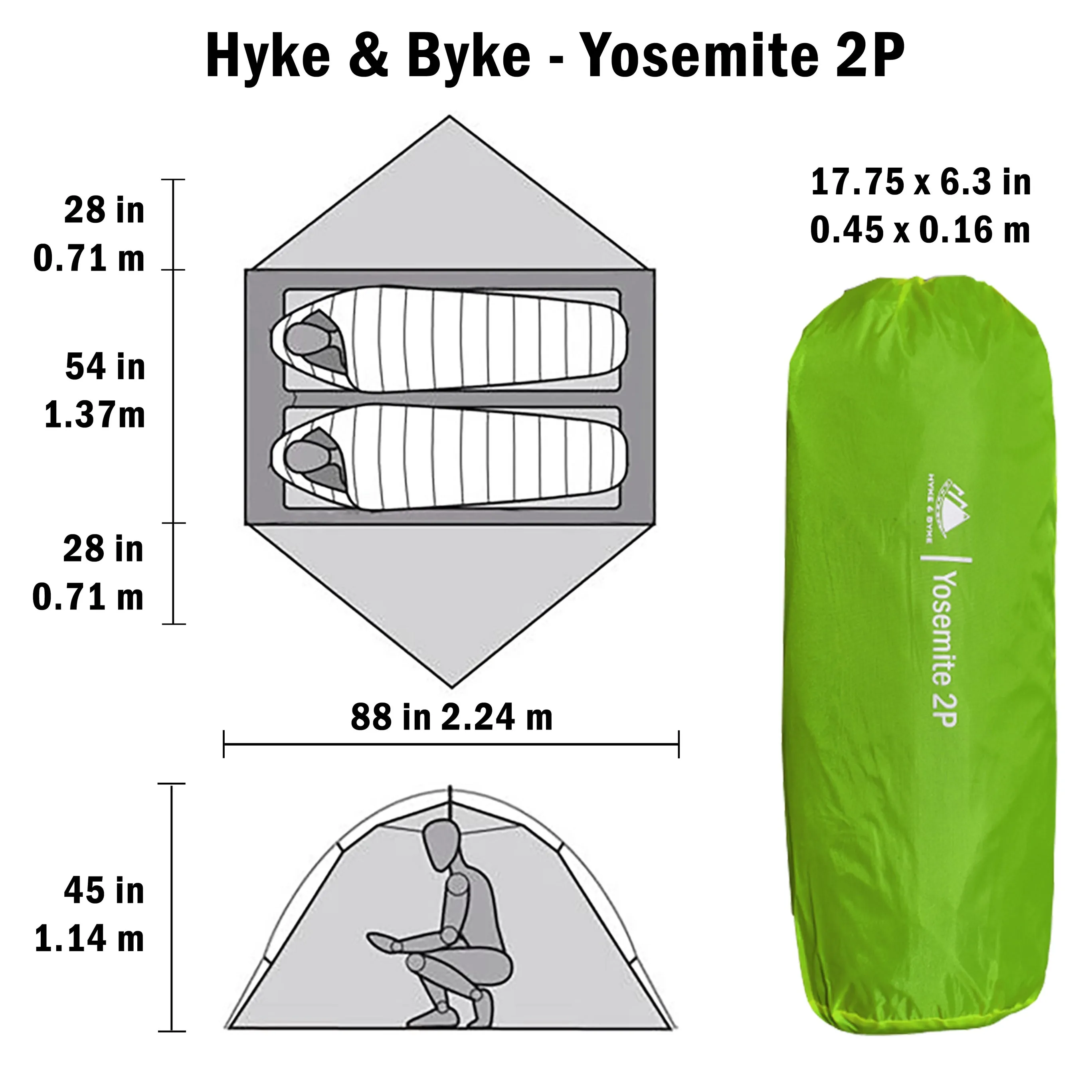 Yosemite 2 Person Backpacking Tent with Footprint
