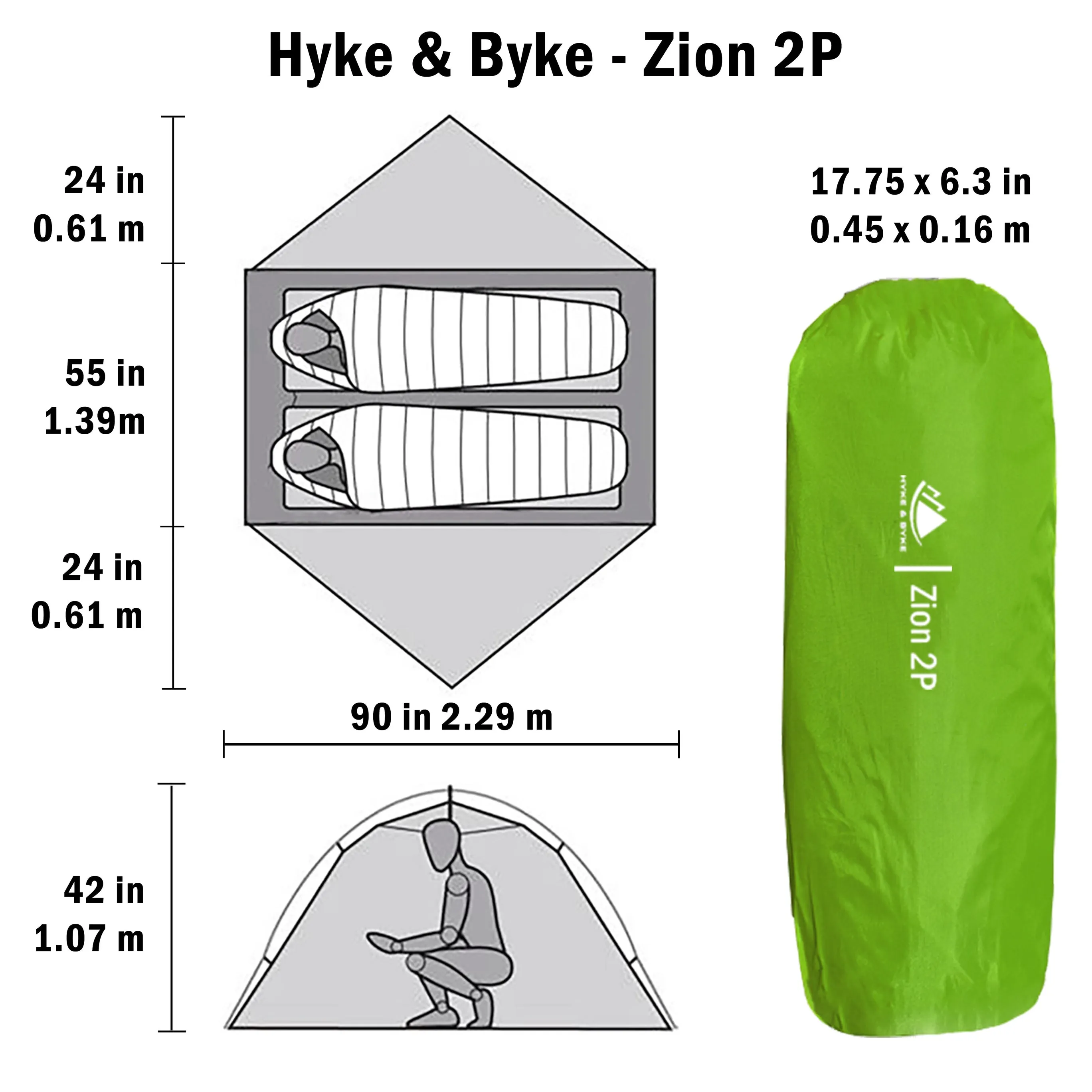 Zion 2 Person Backpacking Tent with Footprint